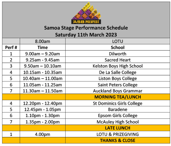 ASB Polyfest Samoan & Niuean Groups De La Salle College