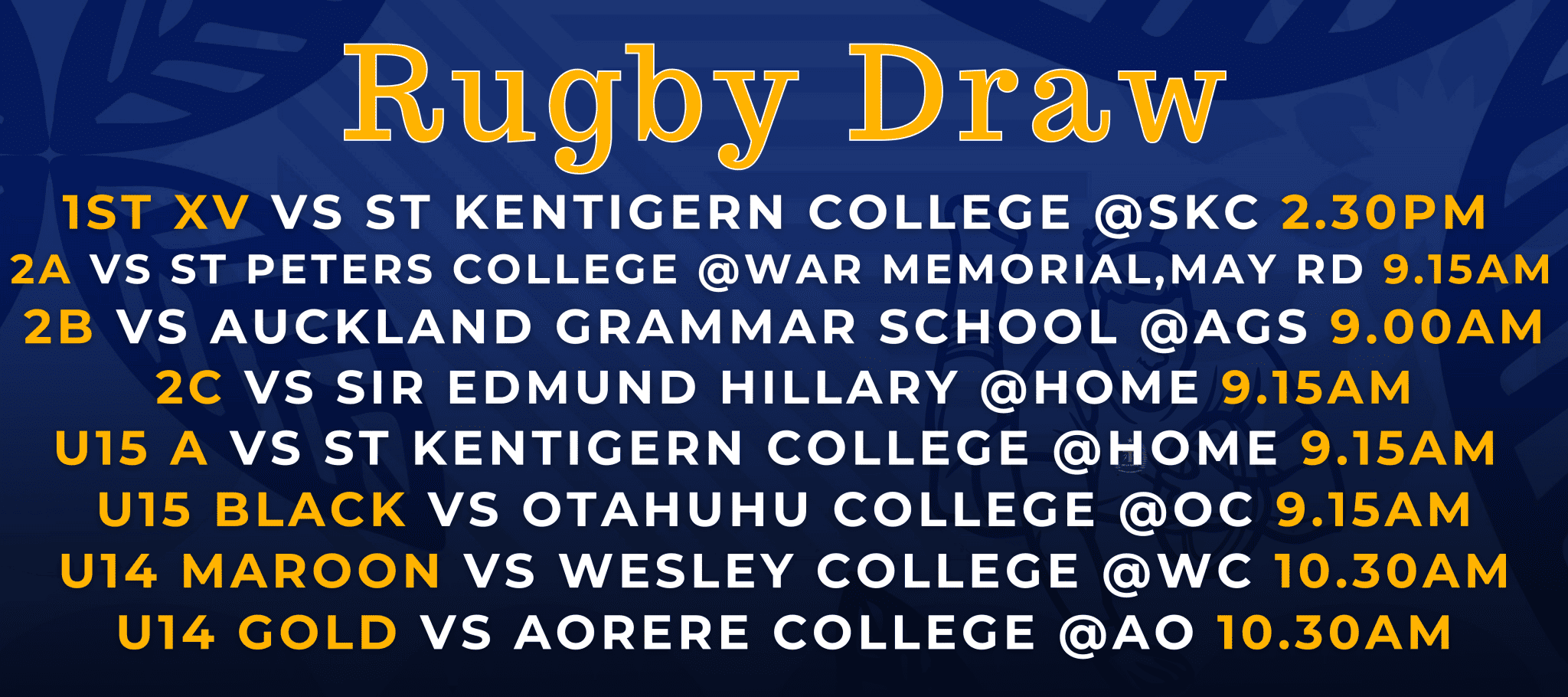 12 August Rugby Draw De La Salle College